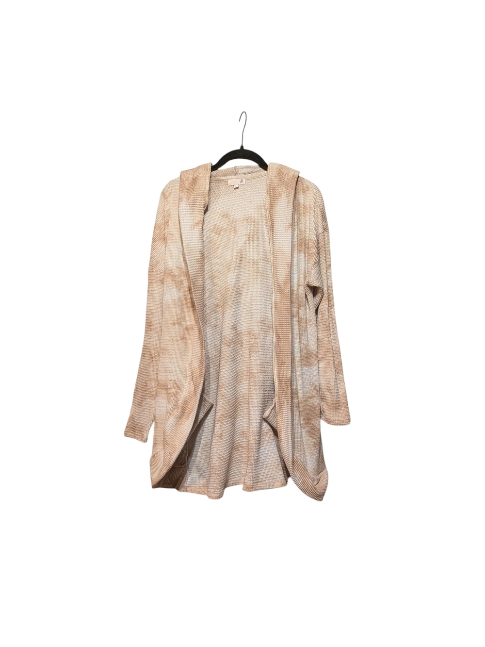 SO Beige Tie-Dye Hooded Open Cardigan